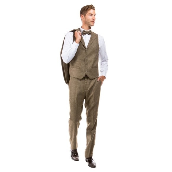 Hybrid Fit Classic Tweed Tan Mens Suit by Sean Alexander - Picture 3 of 4
